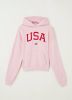 America Today Junior hoodie Sabrina met tekst roze/rood online kopen