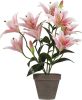 Bellatio Design Roze Tigerlily/tijgerlelie Kunstplant 47 Cm Grijze Pot Kunstplanten online kopen