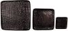 Clayre & Eef Decoratief Dienblad Set V 3 36 Cm Zwart Aluminium Vierkant Serveerschaal Zwart Serveerschaal online kopen