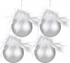 Clayre & Eef Kerstbal Ø 10 Cm Zilverkleurig Wit Glas Kerstdecoratie Kerstversiering Kerstboomversiering Zilverkleurig online kopen