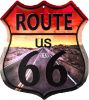 Clayre & Eef Tekstbord 45x50 Cm Grijs Rood Ijzer Route 66 Wandbord Spreuk Wandplaat Grijs Wandbord Spreuk online kopen