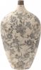 Clayre & Eef Vaas 19x10x33 cm Grijs Beige Keramiek Bloemen Decoratie online kopen