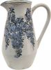 Clayre & Eef Vaas 2000 ml Blauw Beige Keramiek Bloemen Decoratie Vaas online kopen
