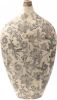 Clayre & Eef Vaas 22x11x38 cm Grijs Beige Keramiek Bloemen Decoratie online kopen