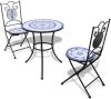 VidaXL Bistrotafel met 2 stoelen 60 cm mozaïek blauw/wit online kopen