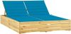 VIDAXL Ligbed tweepersoons met blauwe kussens ge&#xEF, mpregneerd grenenhout online kopen
