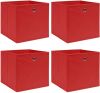 VidaXL Opbergboxen 4 st 32x32x32 cm stof rood online kopen