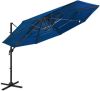 VidaXL Parasol 4 laags met aluminium paal 3x3 m azuurblauw online kopen