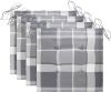 VidaXL Tuinstoelkussens 4 st ruitpatroon 50x50x3 cm stof grijs online kopen