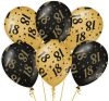 Shoppartners 6x Stuks Leeftijd Verjaardag Feest Ballonnen 18 Jaar Geworden Zwart/goud 30 Cm Ballonnen online kopen