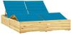 VIDAXL Ligbed tweepersoons met blauwe kussens ge&#xEF, mpregneerd grenenhout online kopen