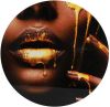 Homestylingshop.nl Glasschilderij Schilderij Golden lips rond 50 cm online kopen