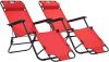 VidaXL Ligbedden inklapbaar 2 st met voetensteun staal rood online kopen