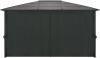 VIDAXL Tuinpaviljoen met gordijn 4x3x2, 6 cm aluminium zwart online kopen