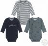 Dirkje newborn baby romper set van 3 van biologisch katoen donkerblauw/grijsgroen/wit online kopen