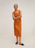 Mango A-lijn jurk met all over print en ceintuur oranje/groen online kopen