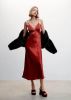 Mango Dubai mouwloze maxi jurk van satijn met details van kant online kopen