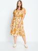 Violeta by Mango off shoulder jurk met bladprint en volant geel/wit online kopen