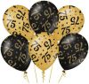 Shoppartners 6x Stuks Leeftijd Verjaardag Feest Ballonnen 75 Jaar Geworden Zwart/goud 30 Cm Ballonnen online kopen