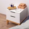 Hioshop Vestbjerg Buca Bed Side Table W/2 Drawers Wood White Wood online kopen