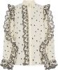 Fabienne Chapot semi transparante geweven blouse Josie met borduursels ecru/zwart online kopen