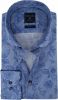 Profuomo gebloemd slim fit overhemd grijsblauw/blauw online kopen