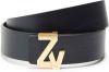 Zadig & Voltaire Leather belt with logo , Zwart, Dames online kopen