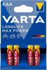 Varta Longlife Max Power AAA Batterij 4703101404 1260mAh 1x4 online kopen