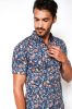 Desoto Overhemd Korte Mouw Bloemen , Blauw, Heren online kopen