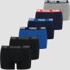Puma basic boxershort 6 pack zwart/blauw heren online kopen