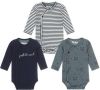 Dirkje newborn baby romper set van 3 van biologisch katoen donkerblauw/grijsgroen/wit online kopen
