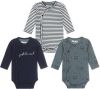 Dirkje newborn baby romper set van 3 van biologisch katoen donkerblauw/grijsgroen/wit online kopen
