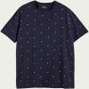 Scotch & Soda Amsterdams Blauw T-shirt met stippen donkerblauw online kopen