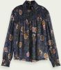 Maison Scotch 158956 Printed top with lurex and smocking details online kopen