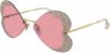 Gucci Heart Sunglasses with Crystals , Roze, Dames online kopen