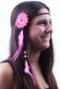 Feestbazaar Hoofdbandje hippie met bloem en veren roze online kopen