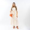 Silvian Heach Long Dress With TON SUR TON Print , Wit, Dames online kopen