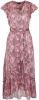 Smashed Lemon jurk Chantal van chiffon kwaliteit met bladprint en volant roze online kopen