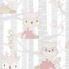 Noordwand Behang Mondo Baby Forest Animals Grijs En Roze online kopen