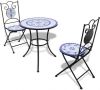 VidaXL Bistrotafel met 2 stoelen 60 cm mozaïek blauw/wit online kopen