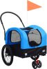 VidaXL Huisdierenfietskar 2 in 1 Aanhanger Loopwagen Blauw En Zwart online kopen