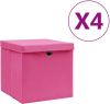 VidaXL Opbergboxen met deksels 4 st 28x28x28 cm roze online kopen