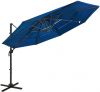 VidaXL Parasol 4 laags met aluminium paal 3x3 m azuurblauw online kopen