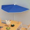 VidaXL Parasol half met paal 180x90 cm azuurblauw online kopen