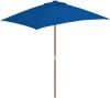VidaXL Parasol Met Houten Paal 150x200 Cm Blauw online kopen