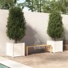 VidaXL Plantenbakken 2 st 60x60x60 cm massief grenenhout wit online kopen
