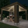 VidaXL Prieel met dubbel dak en LED lichtslinger 3x3x2, 7 m taupe online kopen