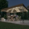 VidaXL Prieel met dubbel dak en LED lichtslinger 3x4 m taupe online kopen