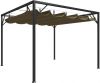VIDAXL Tuinprieel met uittrekbaar dak 180 g/m&#xB2, 3x3 m taupe online kopen