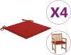 VidaXL Tuinstoelkussens 4 st 50x50x3 cm stof rood online kopen